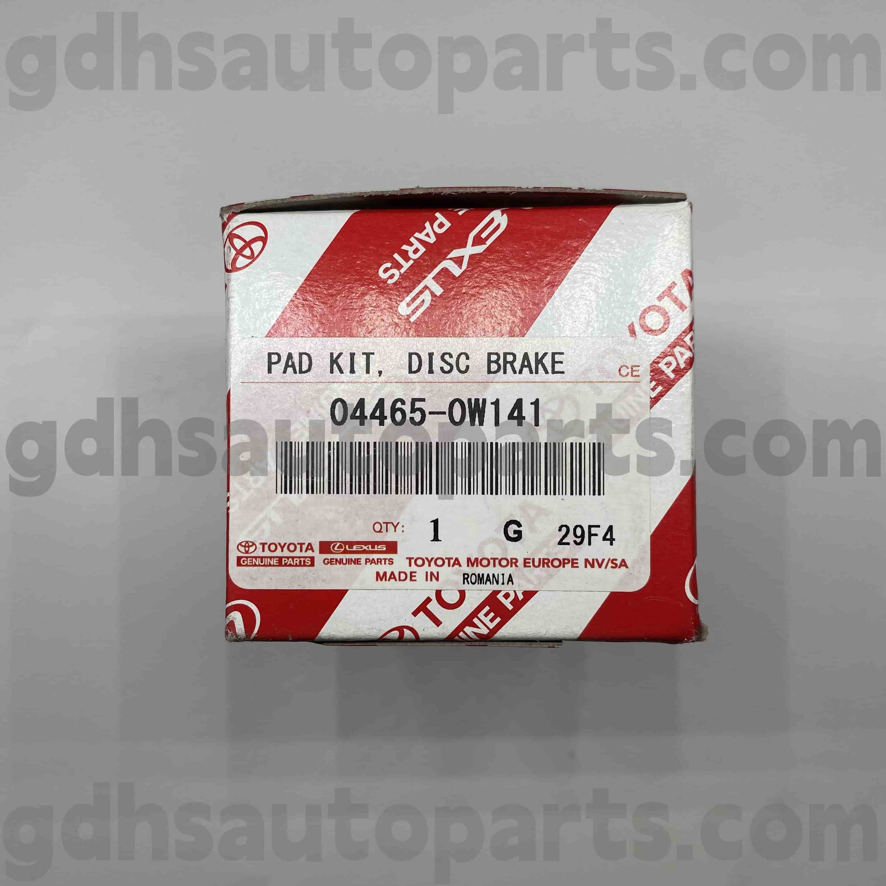 04465-0W141 TOYOTA GENUINE PARTS FRONT BRAKE PADS PARA SA PRIUS, LEXUS CT200H CHASSIS NO. Zvw30..eur