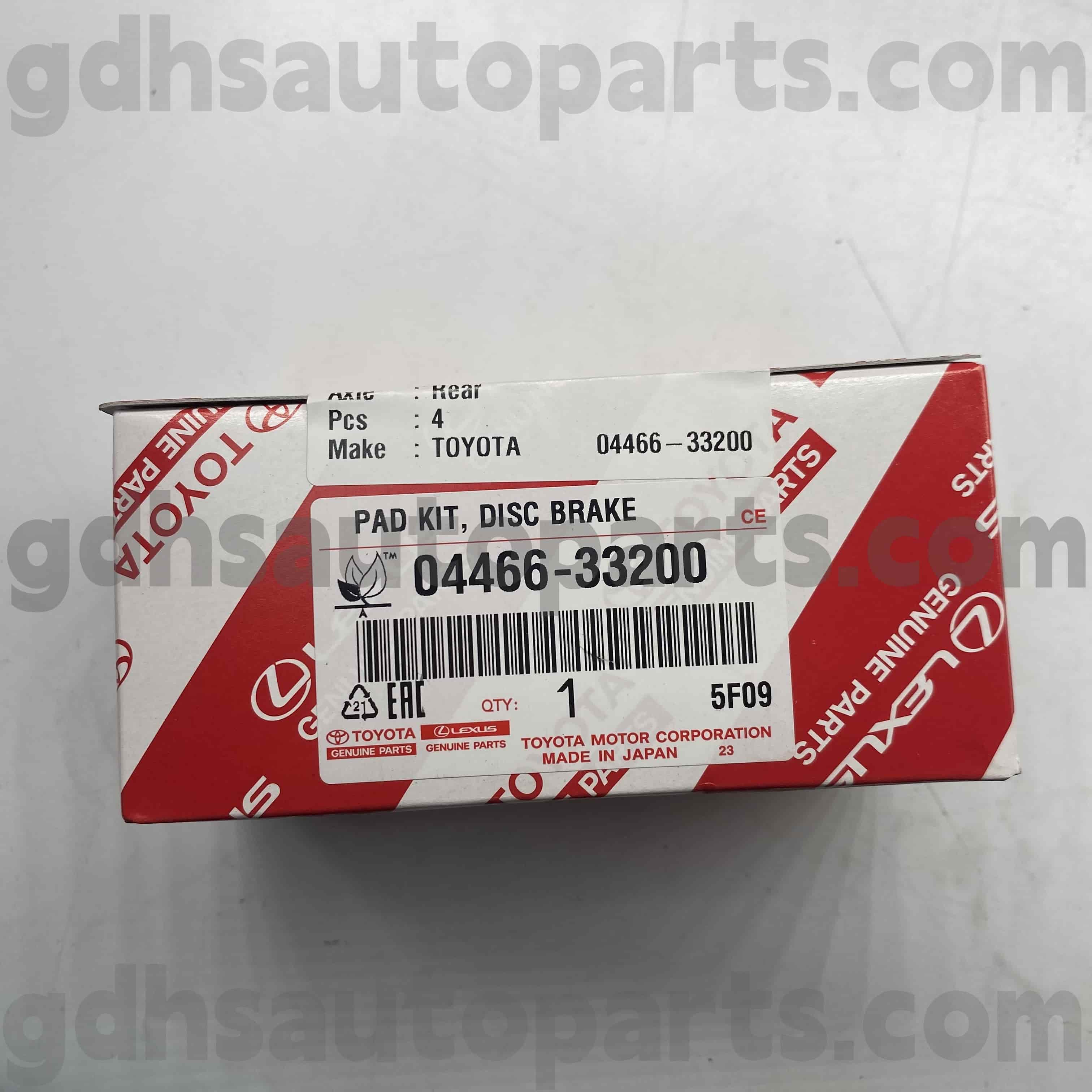 04466-33200 TOYOTA GENUINE PARTS REAR BRAKE PADS PARA SA CAMRY/HYBRID, LEXUS ES350 (NAP) CHASSIS HINDI. ACV51 ASV50 AVV60 AS