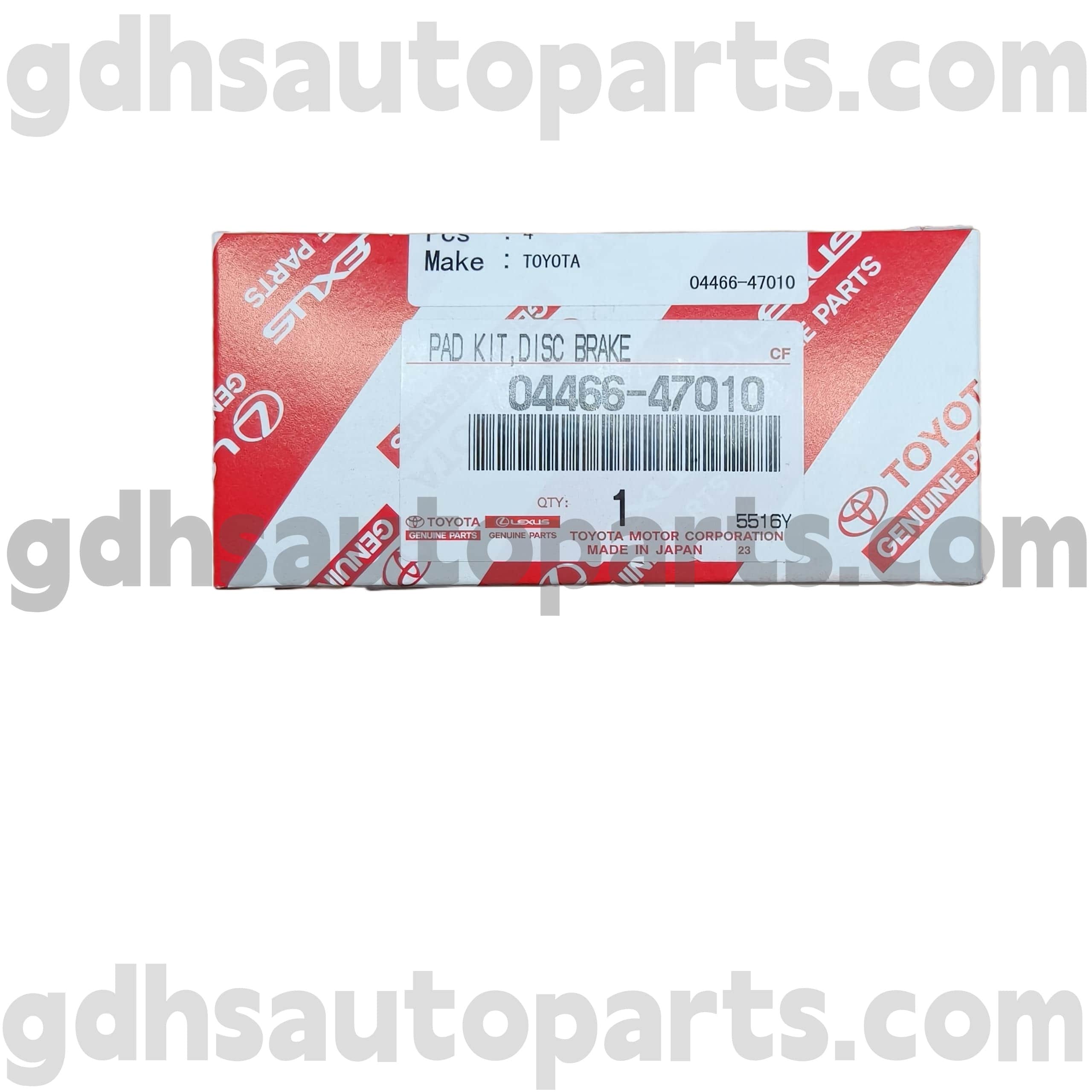 04466-47010 TOYOTA GENUINE PARTS REAR BRAKE PADS PARA SA PRIUS, COROLLA (CHINA) CHASSIS NO. ZZE122 ZRE120