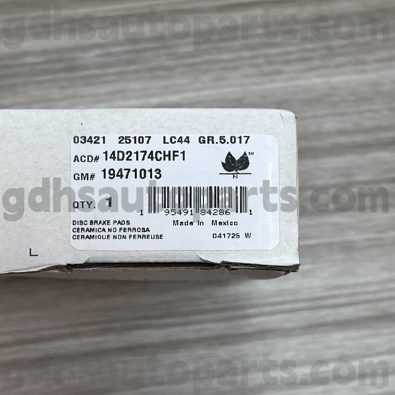 14D2174CHF1 ACDELCO BRAKE PAD PARA SA ESCALADE OE No.19241013
